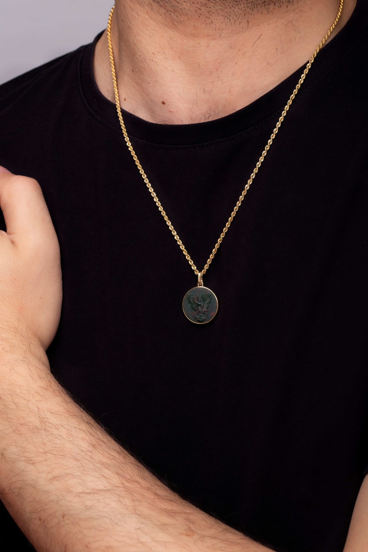 BLOODSTONE MICHAEL ARCHANGEL NECKLACE
