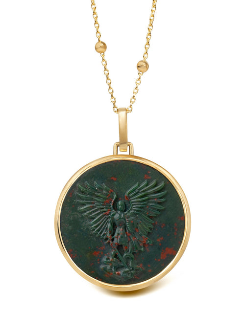 BLOODSTONE MICHAEL ARCHANGEL NECKLACE
