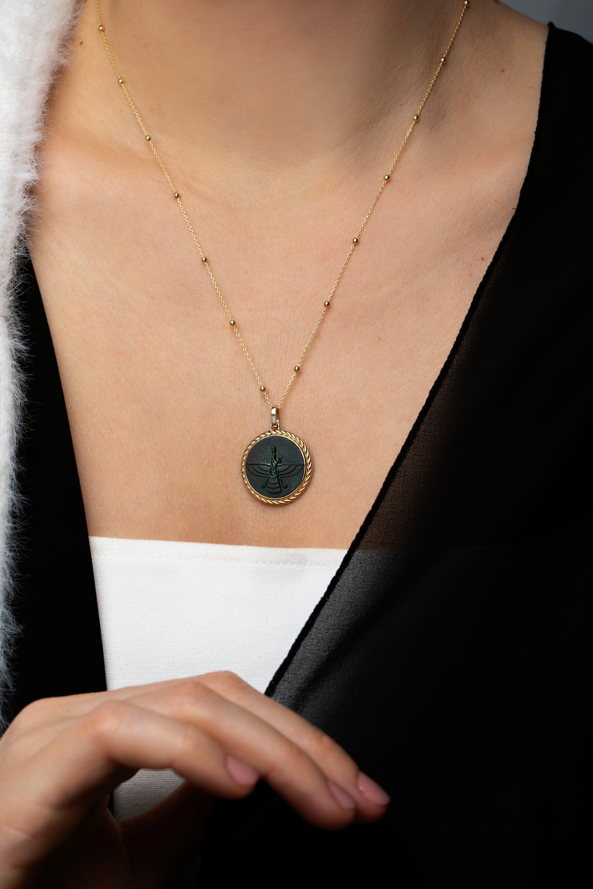 BLOODSTONE FARAVAHAR NECKLACE