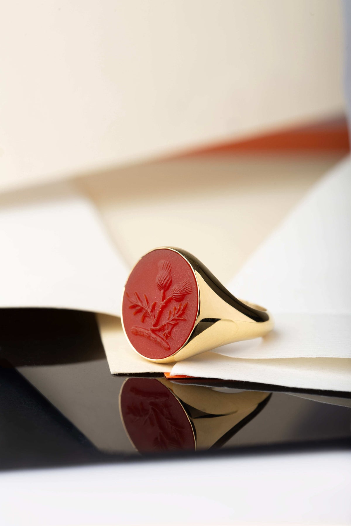 CARNELIAN THISTLE RING