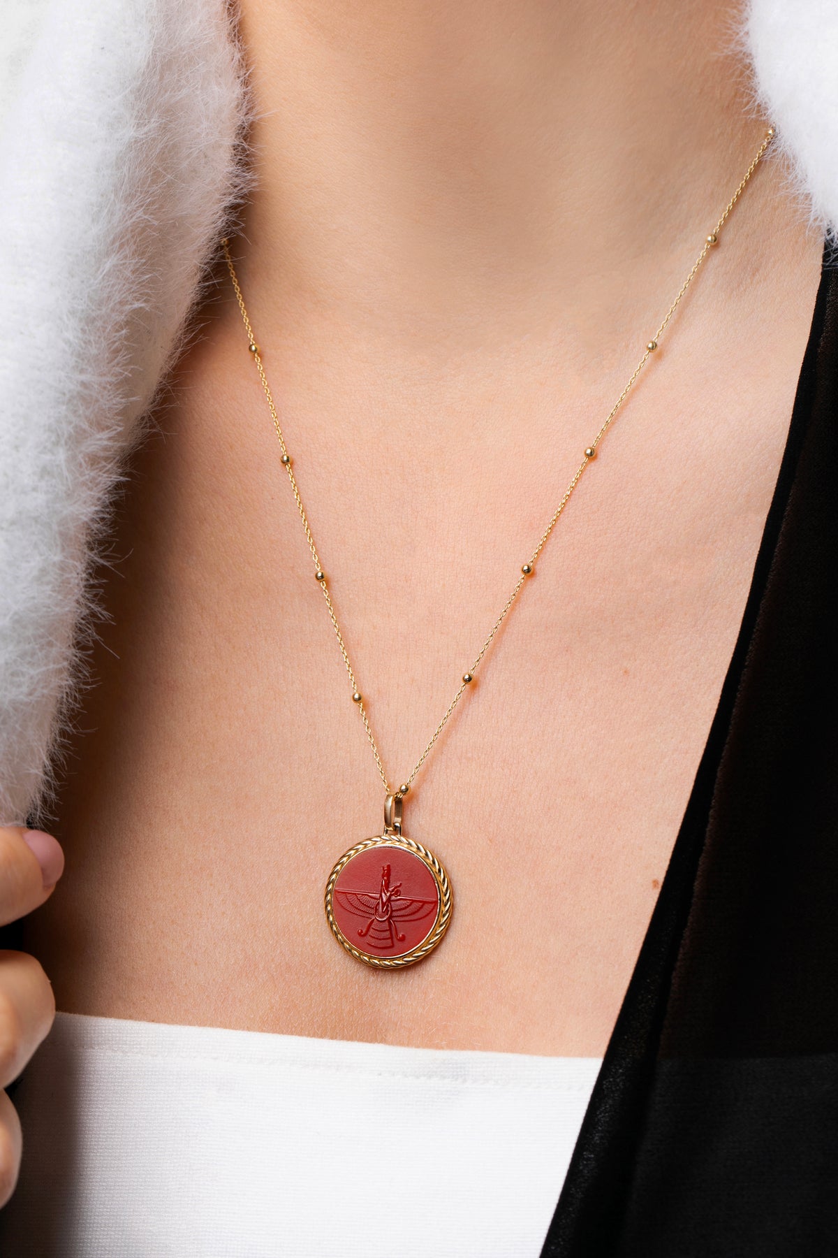 CARNELIAN FARAVAHAR NECKLACE