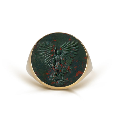 BLOODSTONE MICHAEL ARCHANGEL RING