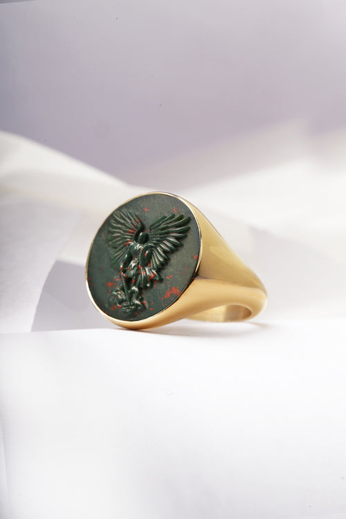 BLOODSTONE MICHAEL ARCHANGEL RING