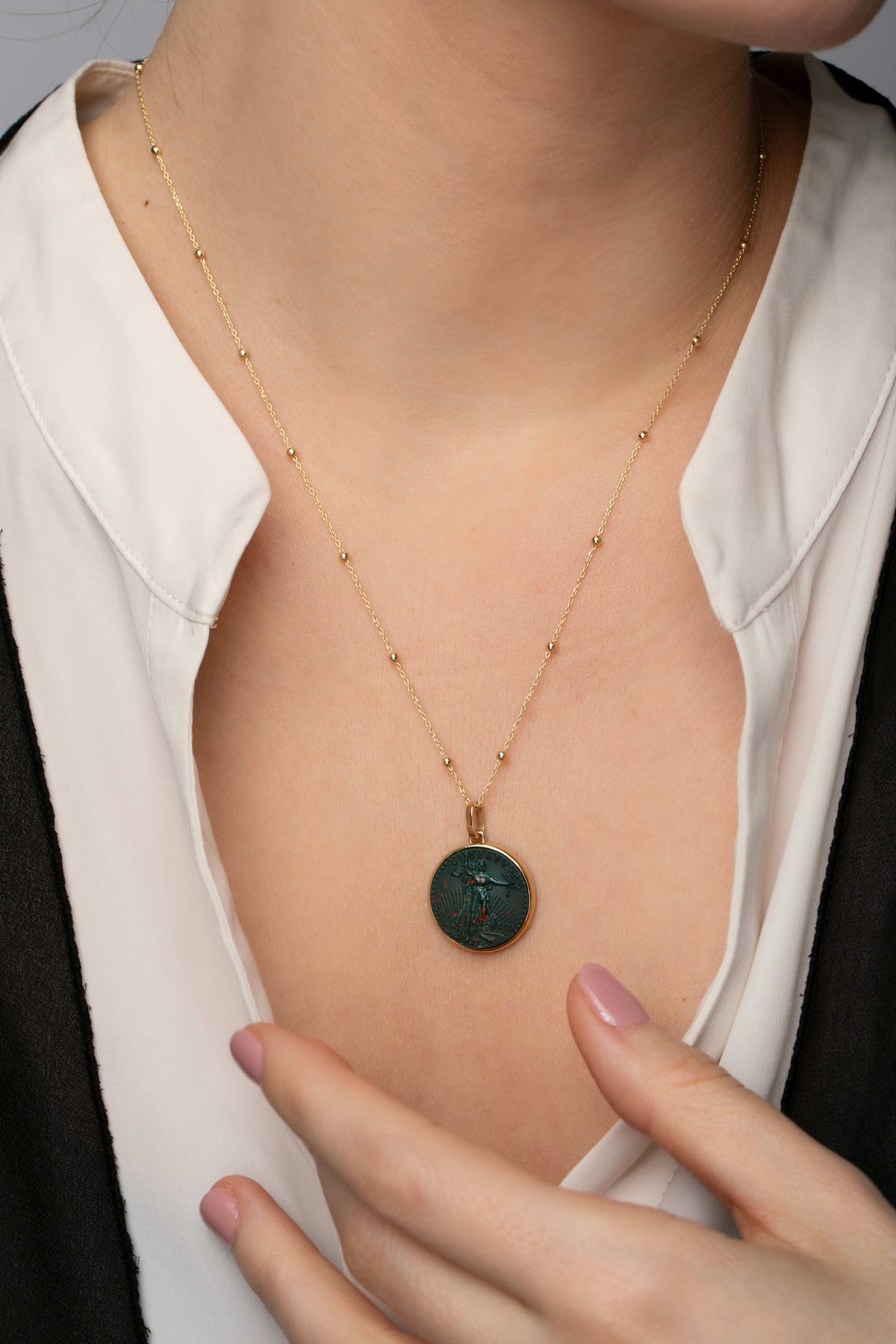 BLOODSTONE AMERICAN EAGLE COIN NECKLACE