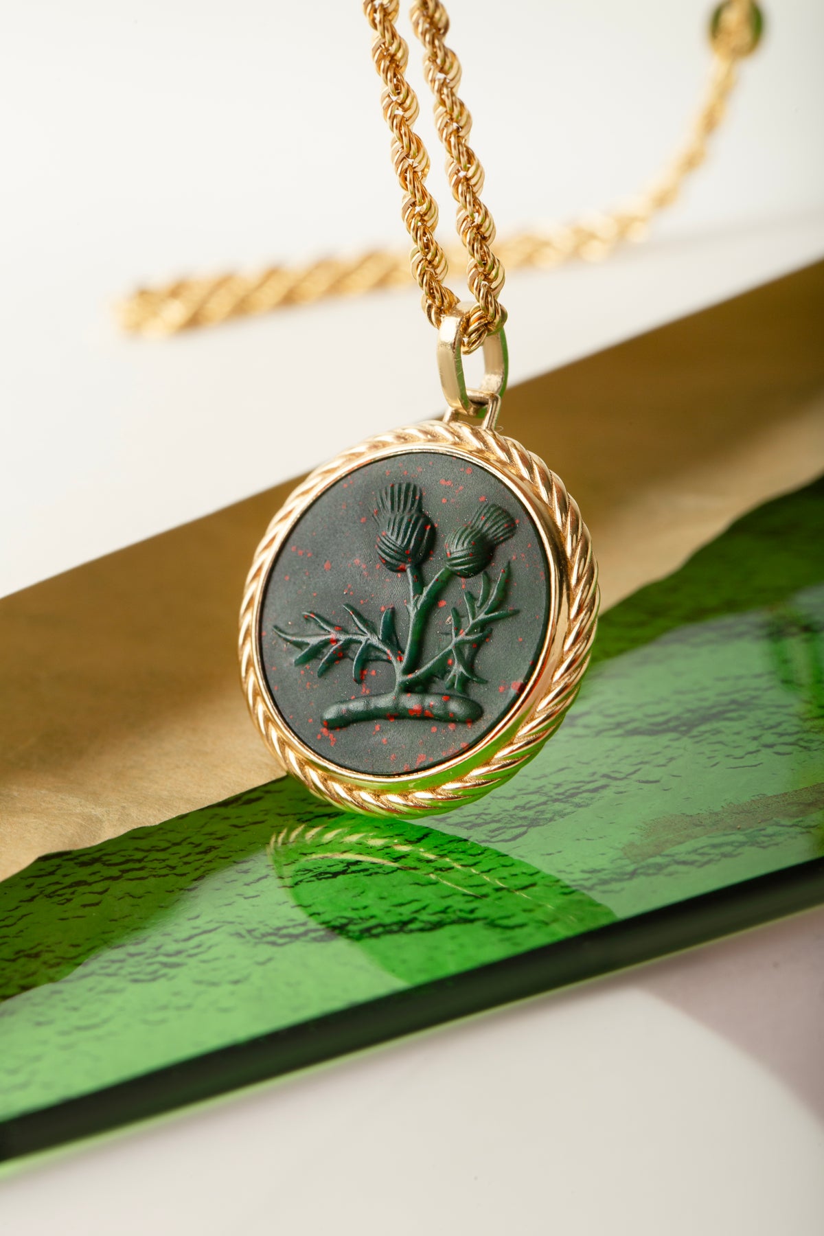 BLOODSTONE THISTLE NECKLACE