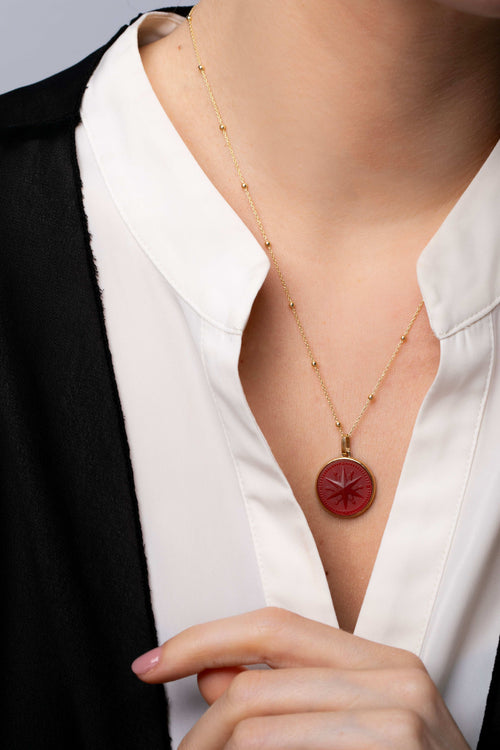 CARNELIAN COMPASS NECKLACE