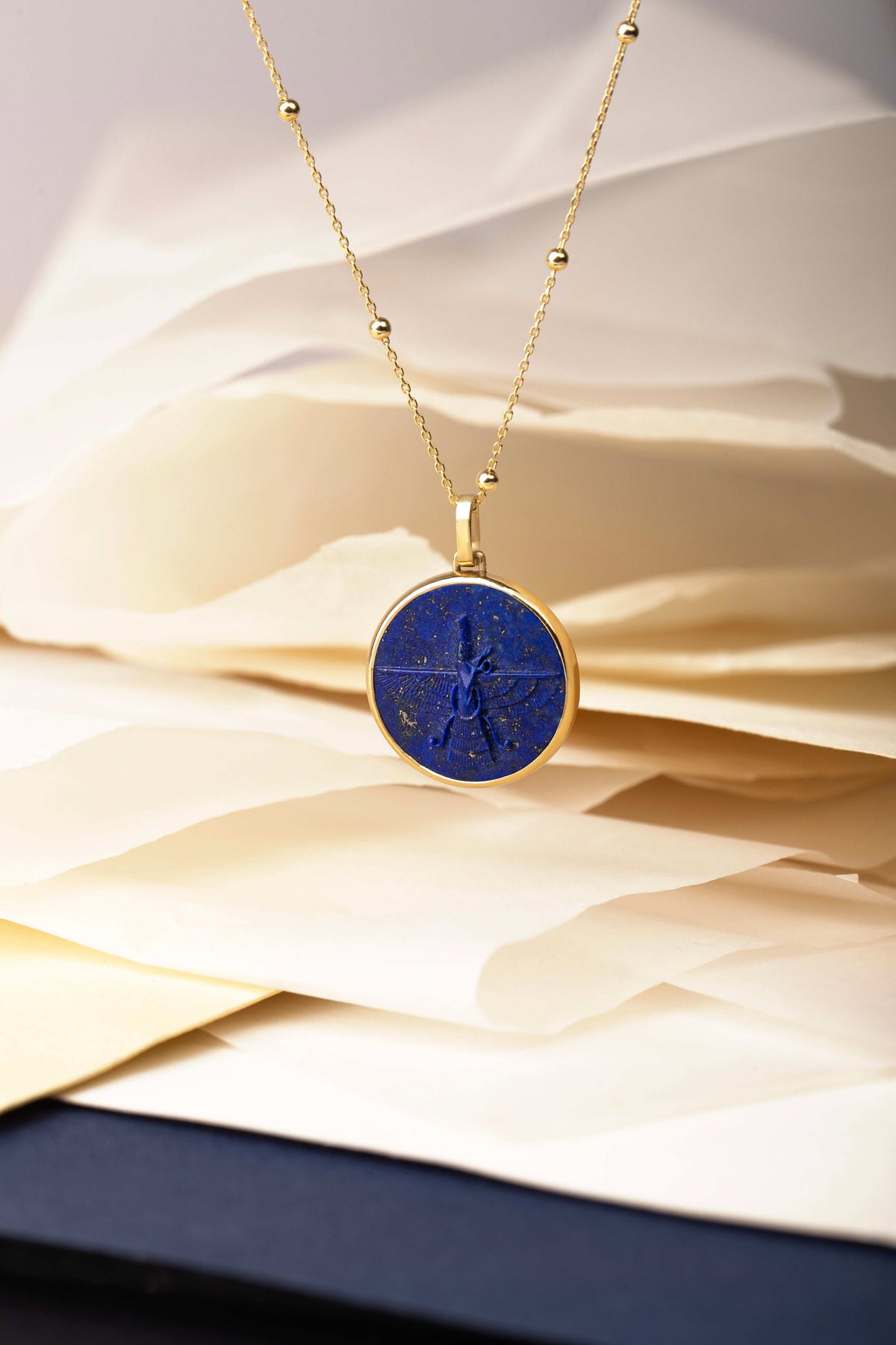 LAPIS LAZULI FARAVAHAR NECKLACE