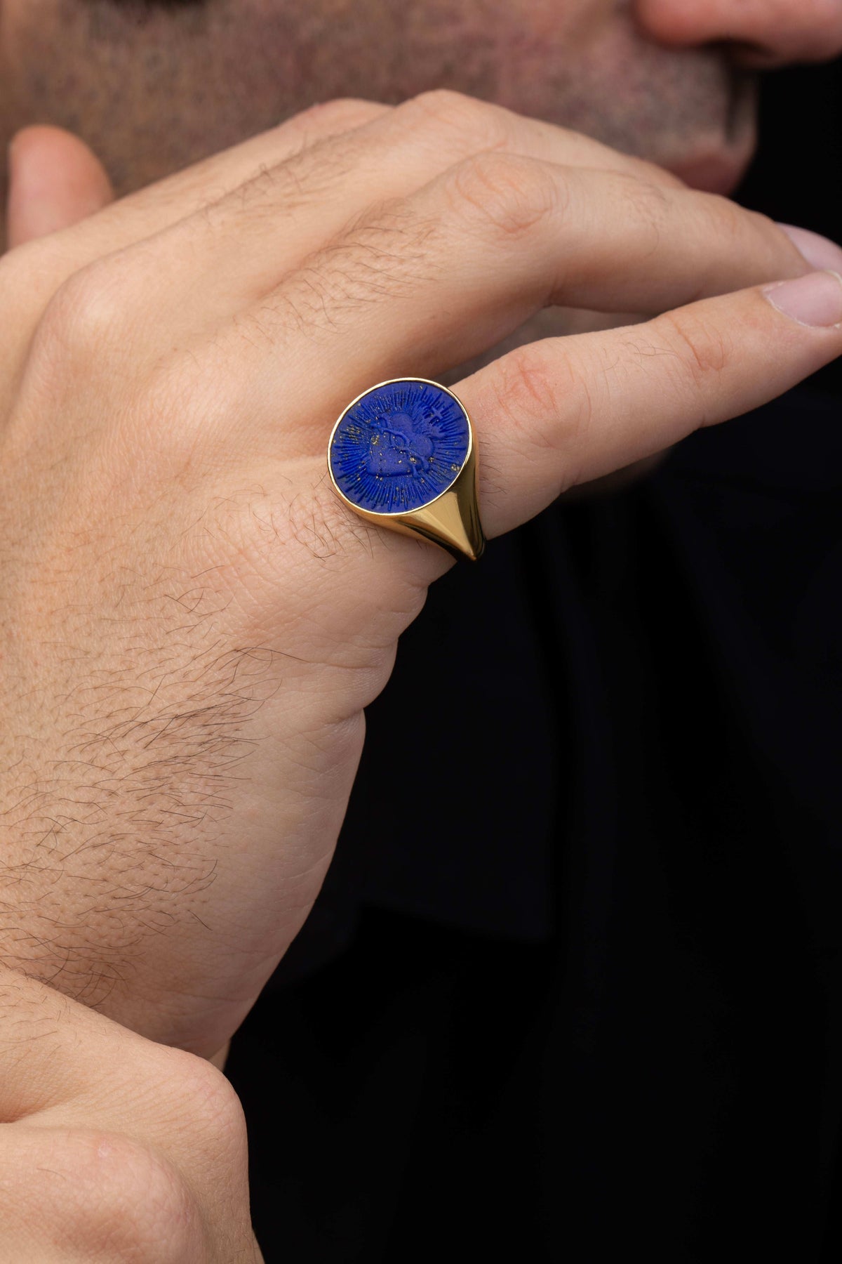 LAPIS LAZULI SACRED HEART RING