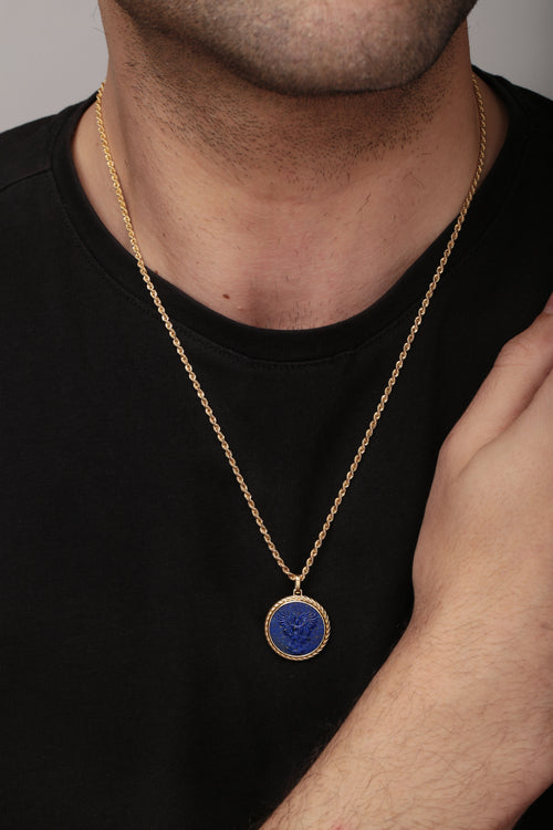 LAPIS LAZULI MICHAEL ARCHANGEL NECKLACE