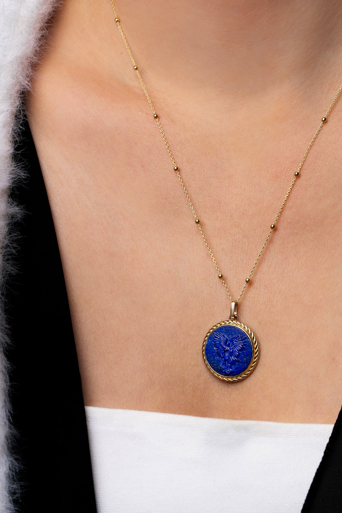 LAPIS LAZULI MICHAEL ARCHANGEL NECKLACE