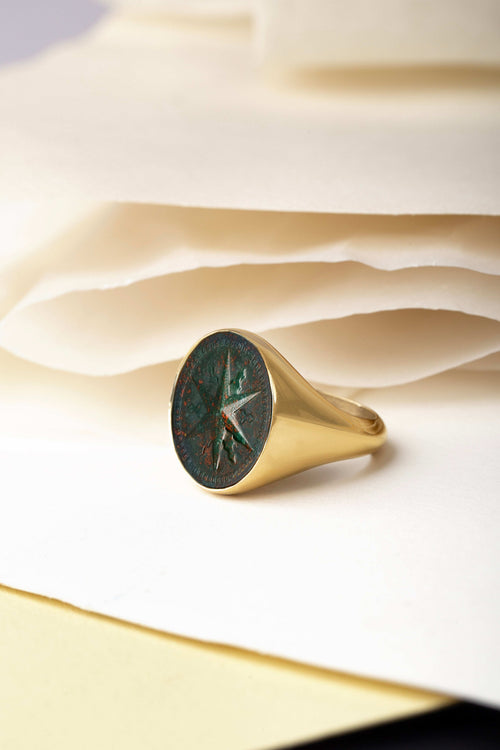 BLOODSTONE COMPASS RING