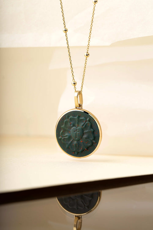 BLOODSTONE LUTHER ROSE NECKLACE