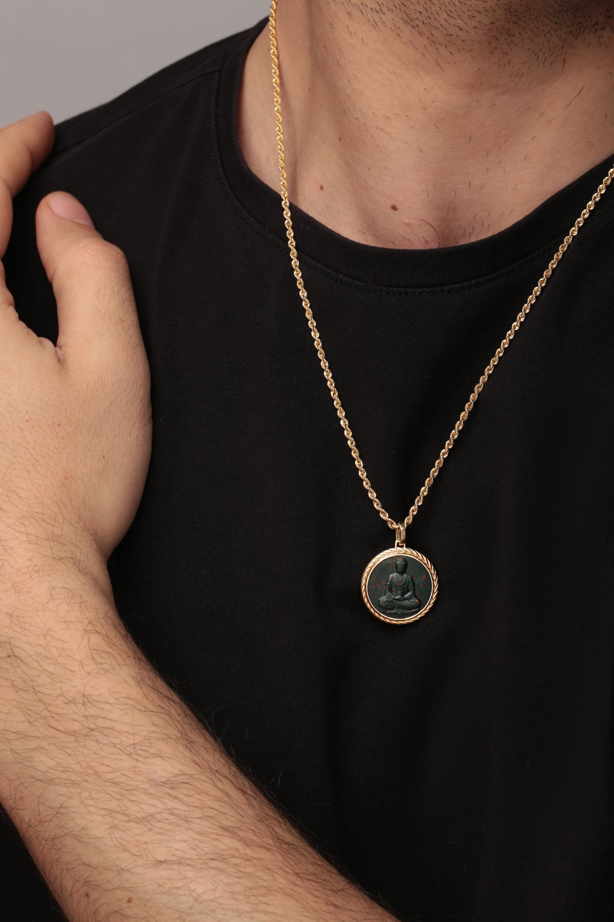 BLOODSTONE BUDDHA NECKLACE