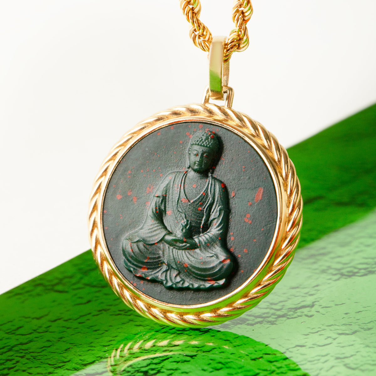 BLOODSTONE BUDDHA NECKLACE