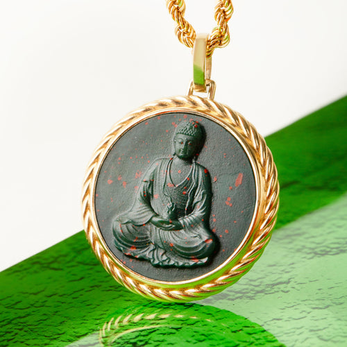 BLOODSTONE BUDDHA NECKLACE