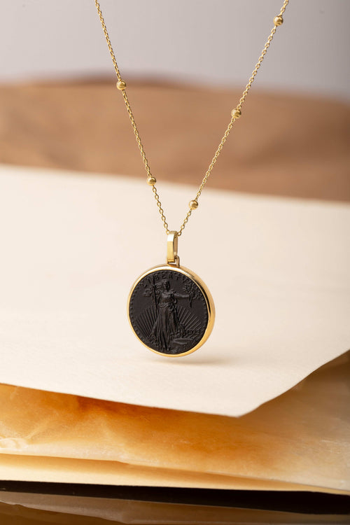 ONYX AMERICAN EAGLE COIN NECKLACE