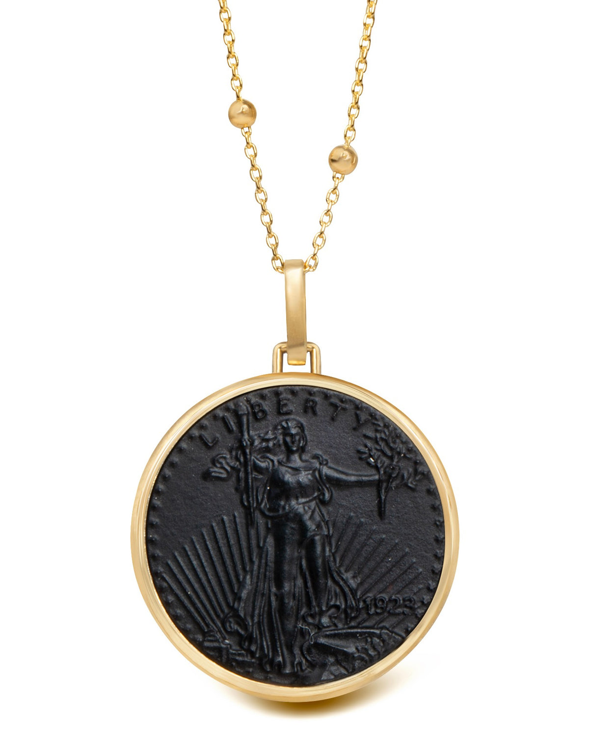 ONYX AMERICAN EAGLE COIN NECKLACE