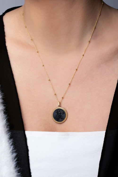 ONYX AMERICAN EAGLE COIN NECKLACE