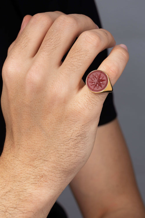 CARNELIAN COMPASS RING