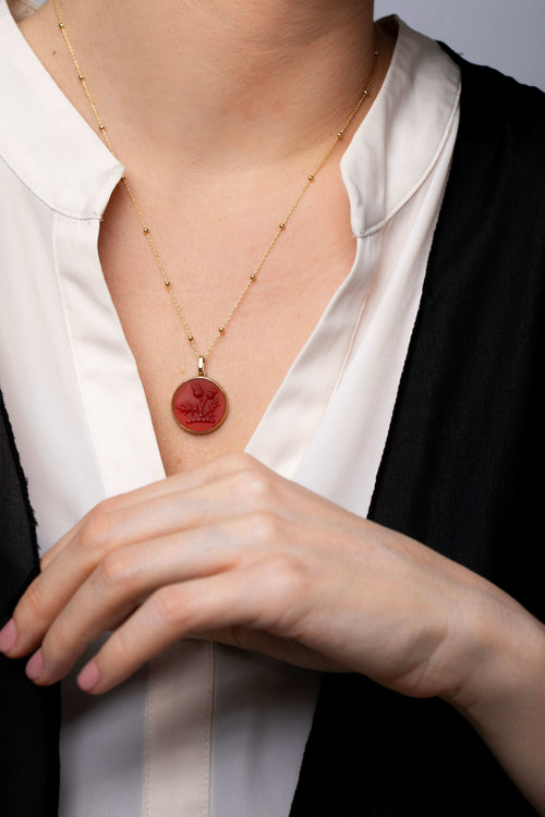 CARNELIAN THISTLE NECKLACE