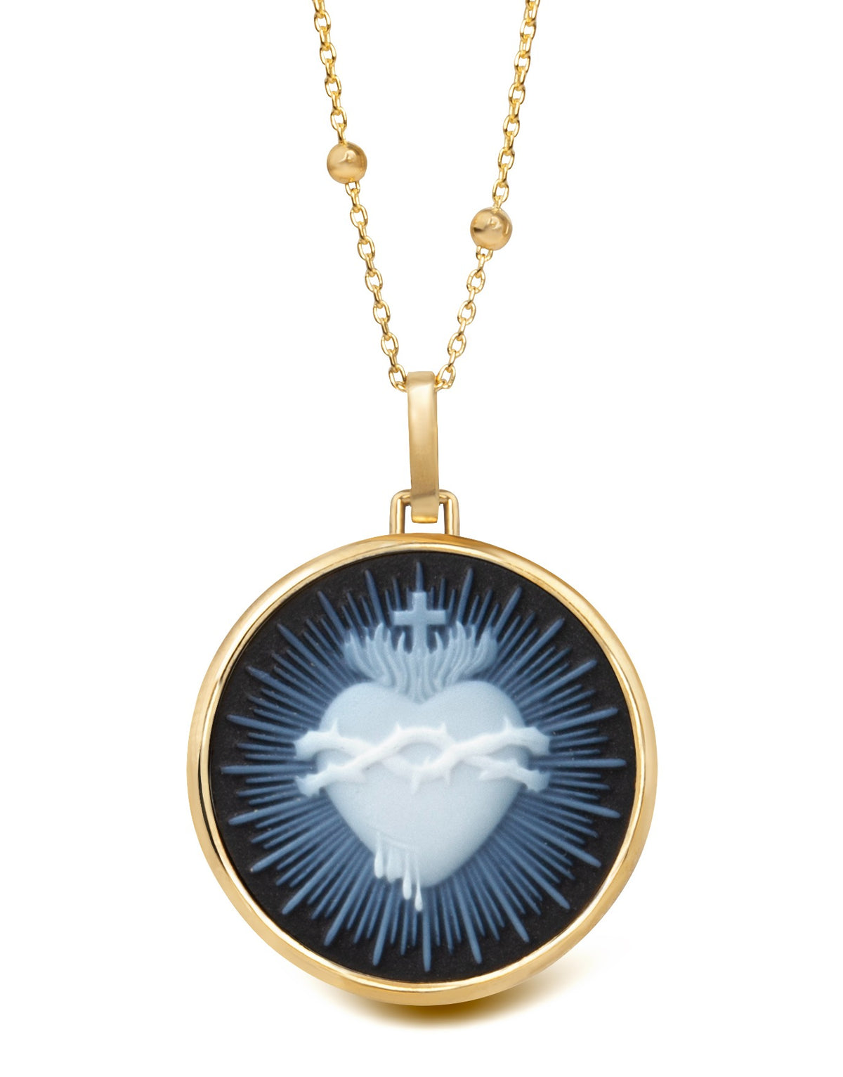 SARDONYX SACRED HEART NECKLACE