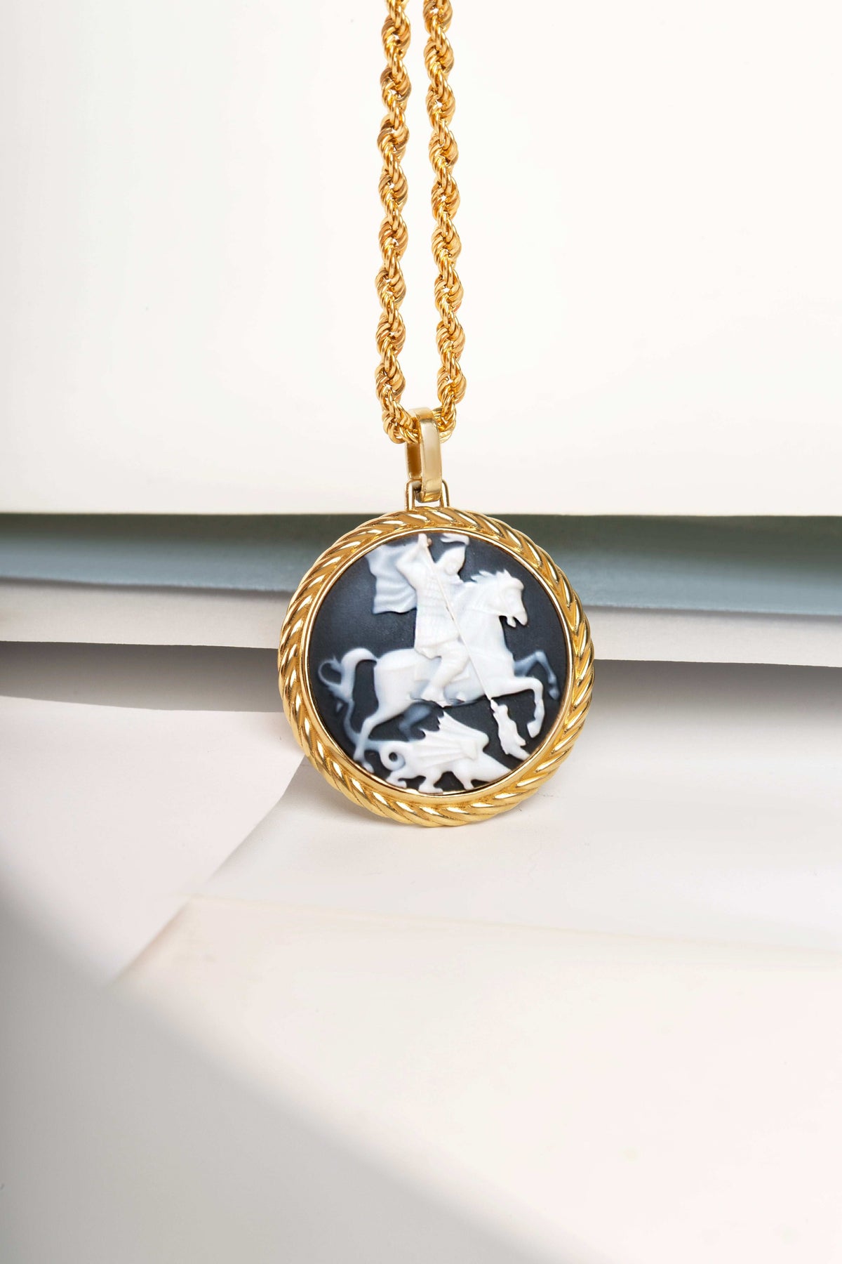 SARDONYX SAINT GEORGE NECKLACE