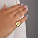 14K Gold Celtic Hawk Signet Ring