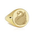 14K Gold Celtic Swan Signet Ring