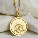 14K Gold Compass Mountain Pendant Necklace