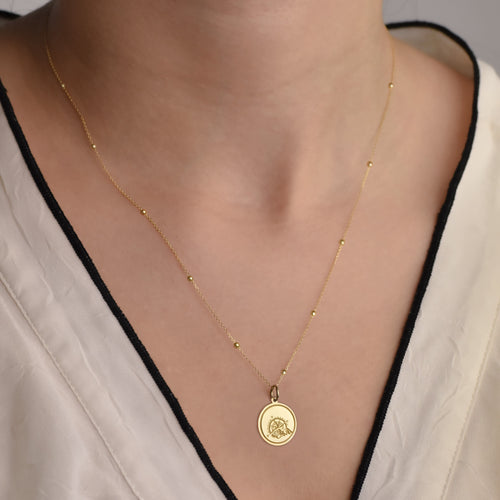 14K Gold Compass Mountain Pendant Necklace