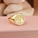 14K Gold Crescent Moon Signet Ring