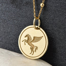 14K Gold Pegasus Winged Horse Pendant Necklace