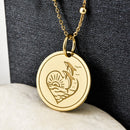 14K Gold Dolphin Heart Pendant Necklace