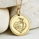 14K Gold Dolphin Heart Pendant Necklace