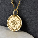 14K Gold Sunflower Pendant Necklace
