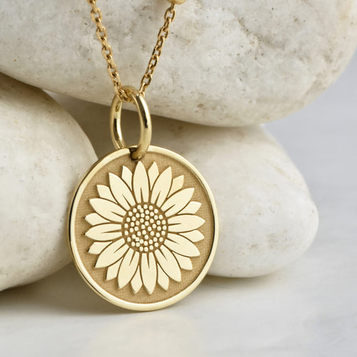 14K Gold Sunflower Pendant Necklace