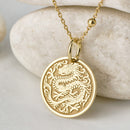 14K Gold Chinese Dragon Pendant Necklace