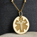 14K Gold Star of Life Medical Pendant Necklace