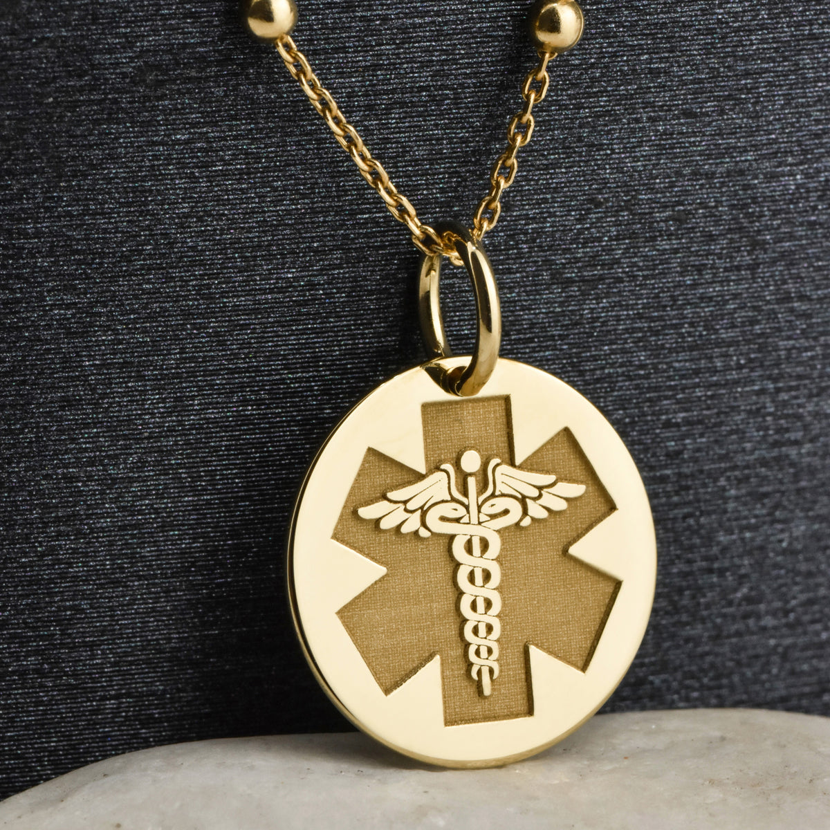 14K Gold Star of Life Medical Pendant Necklace