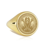 14K Gold Grim Reaper Signet Ring