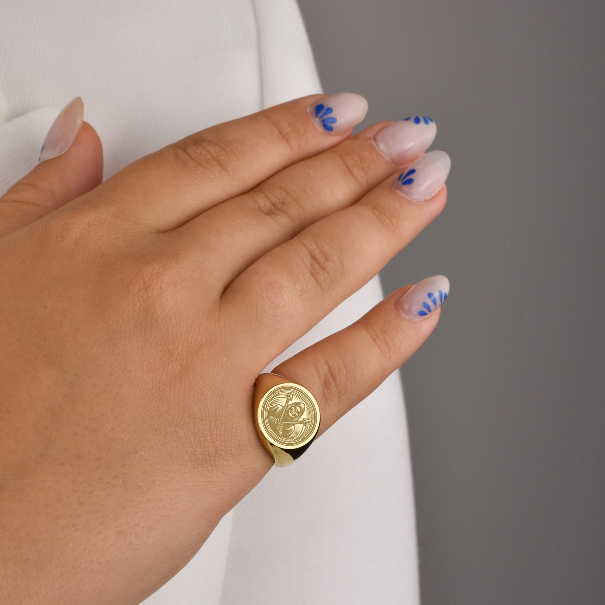 14K Gold Grim Reaper Signet Ring