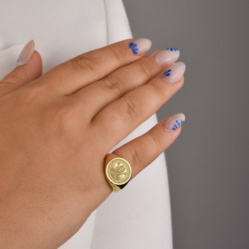 14K Gold Grim Reaper Signet Ring