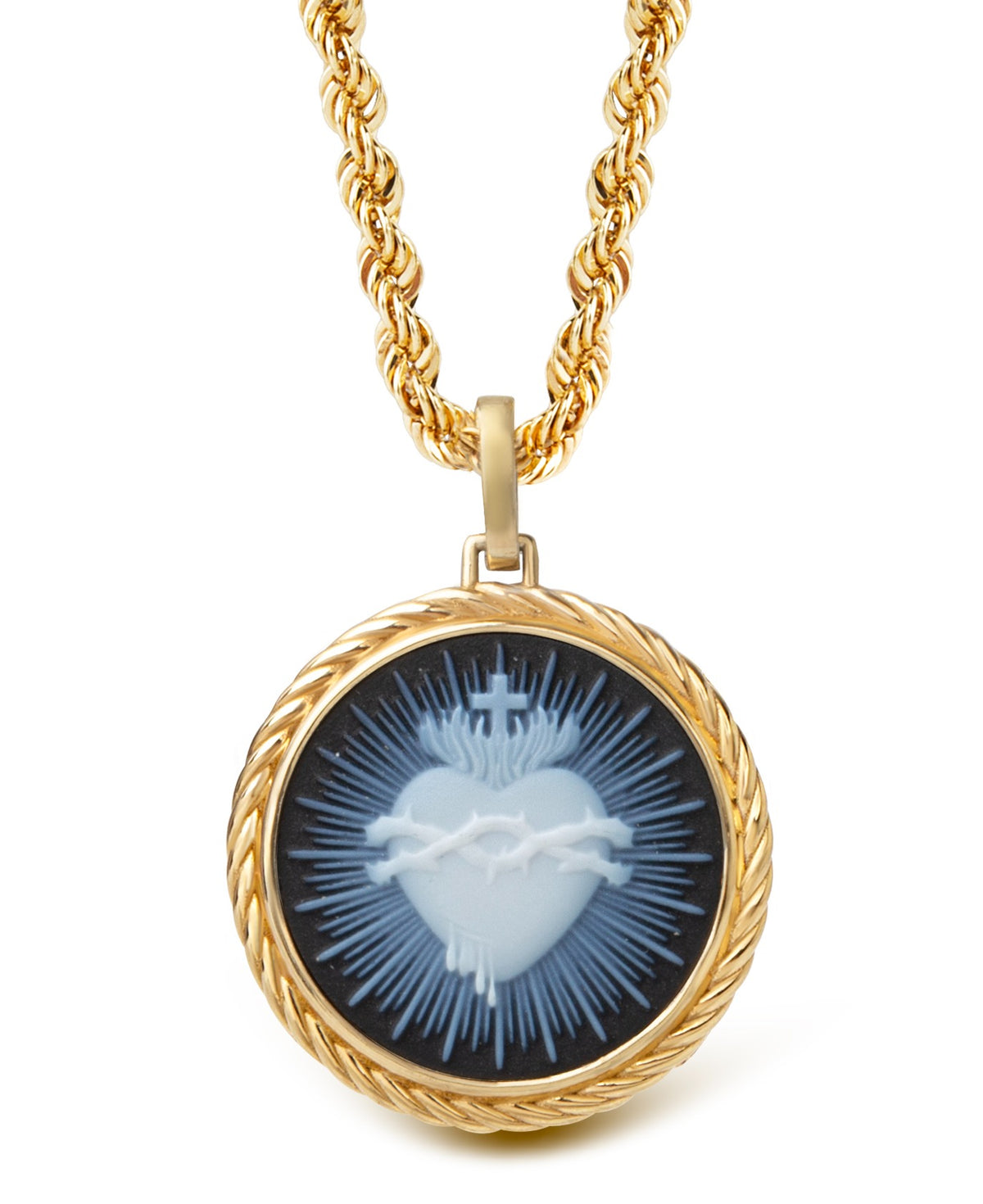 SARDONYX SACRED HEART NECKLACE