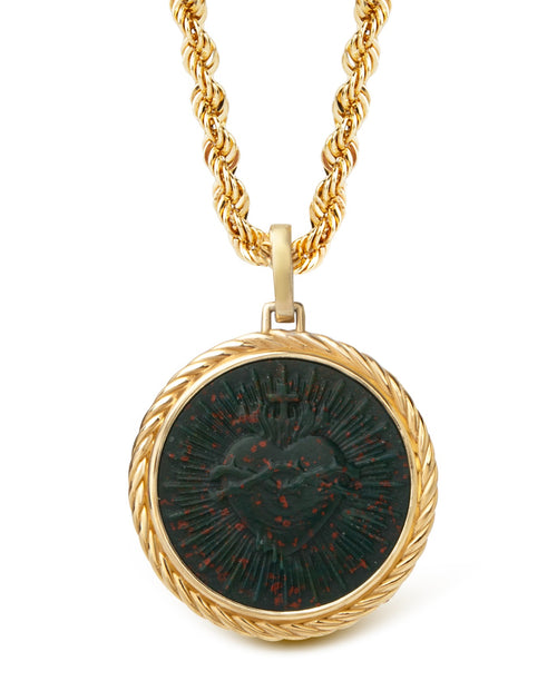 BLOODSTONE SACRED HEART NECKLACE