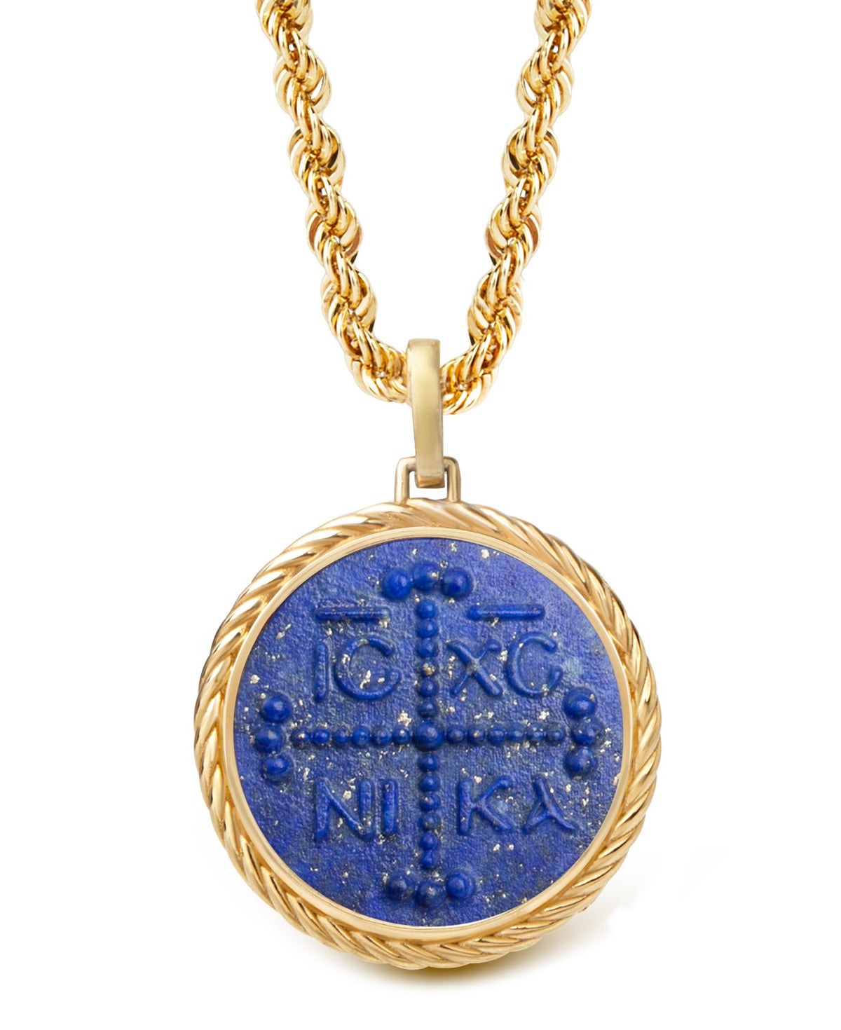 LAPIS LAZULI ICXC NIKA CROSS NECKLACE