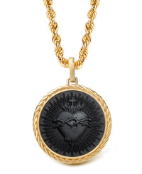 ONYX SACRED HEART NECKLACE