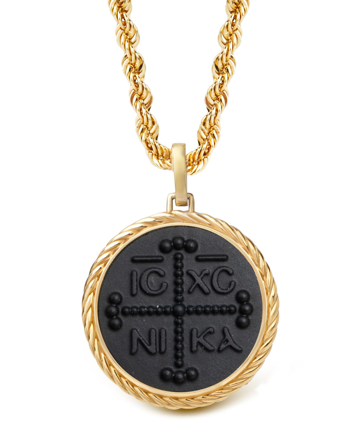 ONYX ICXC NIKA CROSS NECKLACE