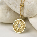 14K Gold I Ching Eight Trigrams Coin Pendant Necklace