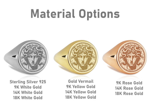 14K Gold Medusa Signet Ring