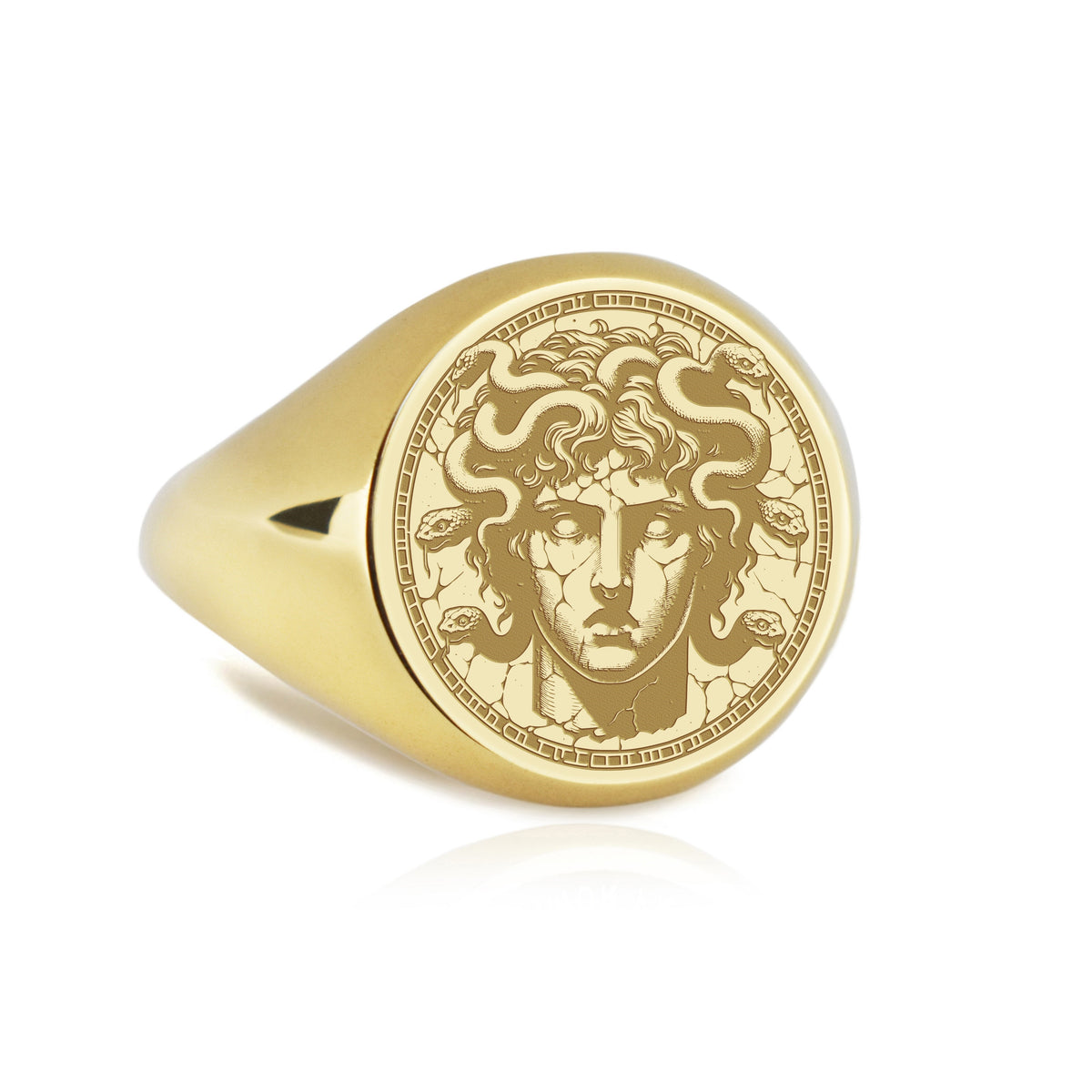 14K Gold Medusa Signet Ring